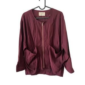 Chiffon Made in Korea Burgundy Wine Lightweight Jacket Loose Fit Korean Fashion